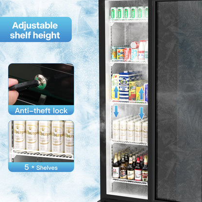 Commercial Merchandiser Refrigerator, One Glass Door, 6 cu.ft, Upright Display Beverage Cooler