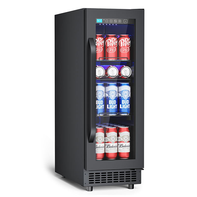 60 Cans Beverage Refrigerator with Double-Layer Glass Door, Digital Temperature Control, LED Lgiht for Home, Bar, Office