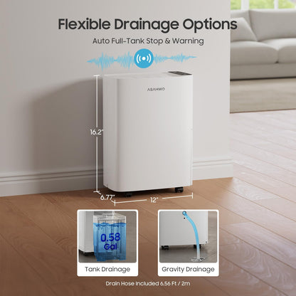 1500 Sq.Ft Dehumidifier for Basement with Drain Hose 25 Pints Dehumidifiers for Home, Bathroom, Bedroom, 4 Pre-Set Modes, Intelligent Humidity Control, Dry Clothes Quiet Operation