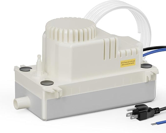 Automatic Condensate Removal Pump, HVAC Condensate Removal for Air Conditioner, Furnace, Dehumidifier,Ice Machine - 115 Volts/60Hz Ultra-Quiet with 16 Ft Hose,4 Water inlets & 2 Type outlets