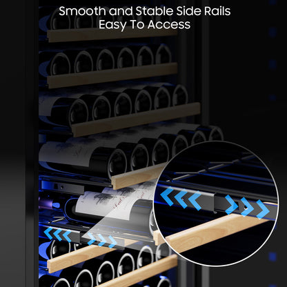 158-Bottle Wine Cooler Refrigerator Suitable for Mixed Bottle Sizes, 24 Inch Wine Refrigerator Freestanding with Professional Temperature Control System, Low Noise Operation