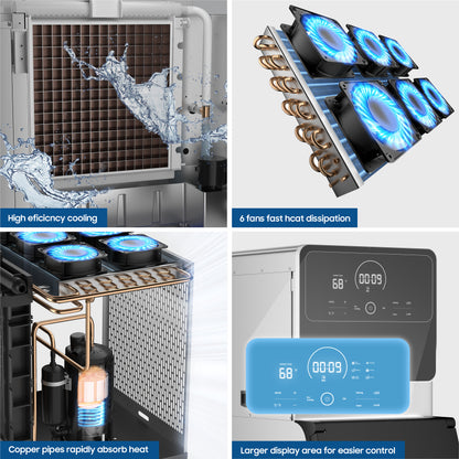 Commercial Ice Maker 550 Lbs/24H Commercial Ice Maker Machine Industrial Ice Machine with 400Lbs Storage, Ice Ready in 5-12 min, Stainless Steel Ice Maker for Bar Cafe Business Restaurant