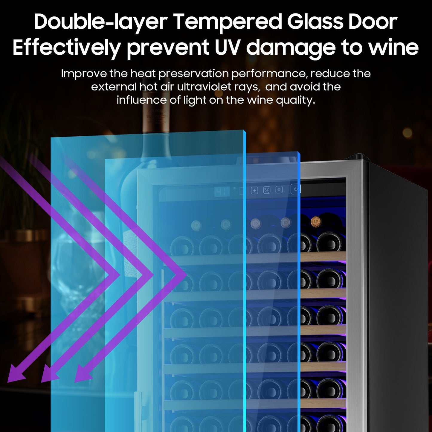 24 Inch Wine Cooler Refrigerator,187 Bottles Large Wine Fridge Freestanding Tall Wine Cooler with Upgraded Compressor, Low Noise and Elegant Design for The Wine Lovers