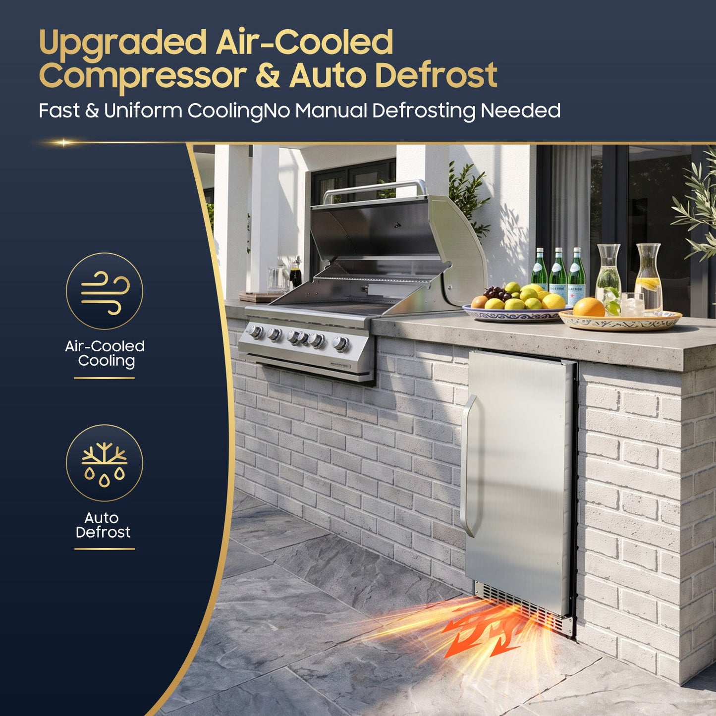 15In Outdoor Mini Fridge, 92Cans Outdoor Beverage Refrigerator for Patio and Soda Beer Wine-Kitchen Bar Office