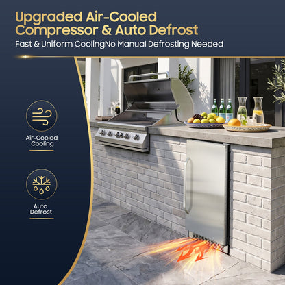 15In Outdoor Mini Fridge, 92Cans Outdoor Beverage Refrigerator for Patio and Soda Beer Wine-Kitchen Bar Office