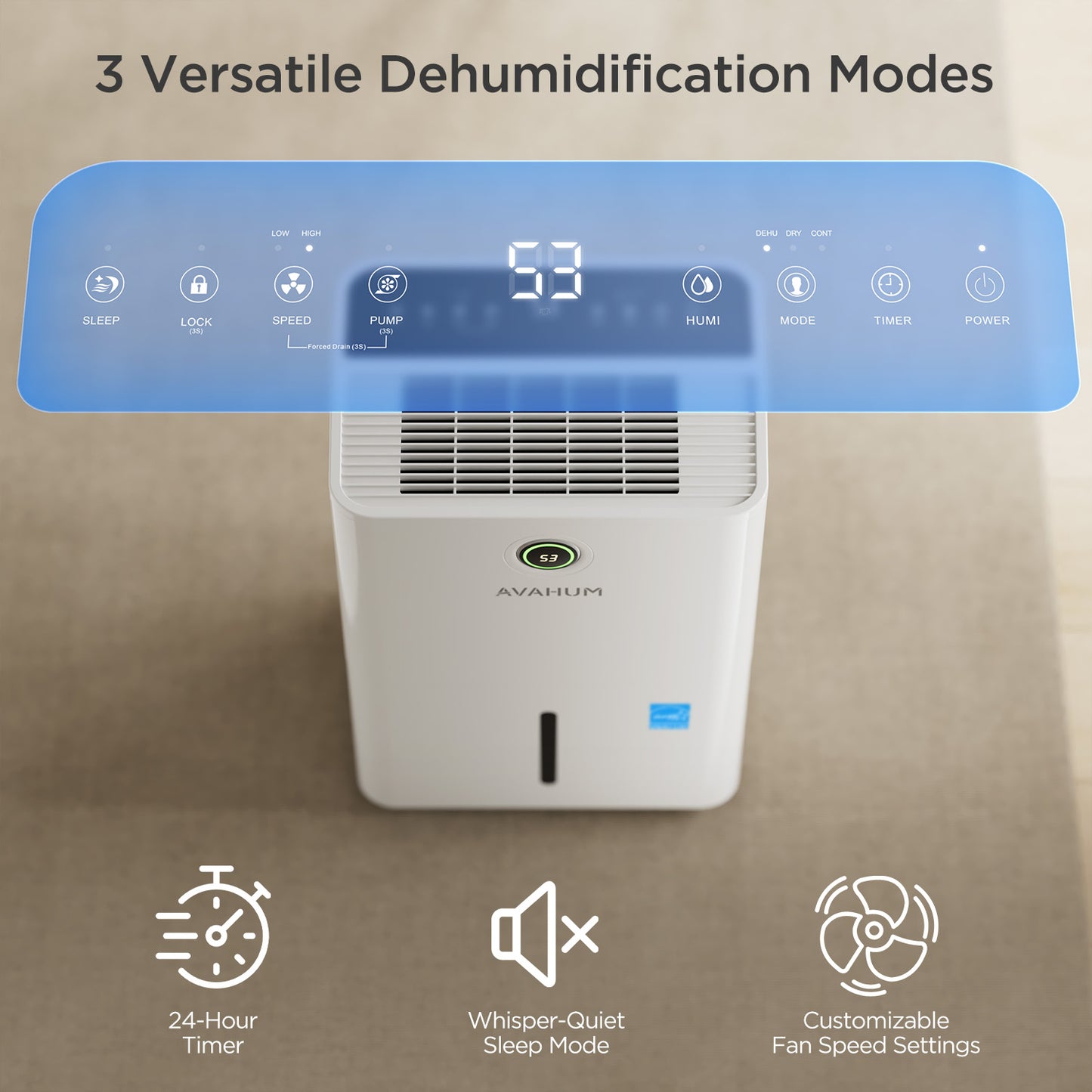 AVAHUM 150 Pints Dehumidifiers with Pump with Drainage Hose for Home Large Room for Bathroom for Basement Covers up to 8000 Sq.Ft