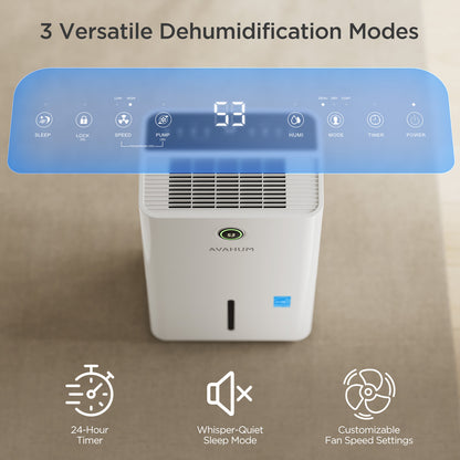 AVAHUM 150 Pints Dehumidifiers with Pump with Drainage Hose for Home Large Room for Bathroom for Basement Covers up to 8000 Sq.Ft