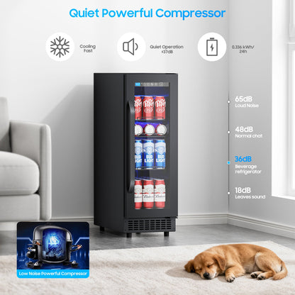 60 Cans Beverage Refrigerator with Double-Layer Glass Door, Digital Temperature Control, LED Lgiht for Home, Bar, Office