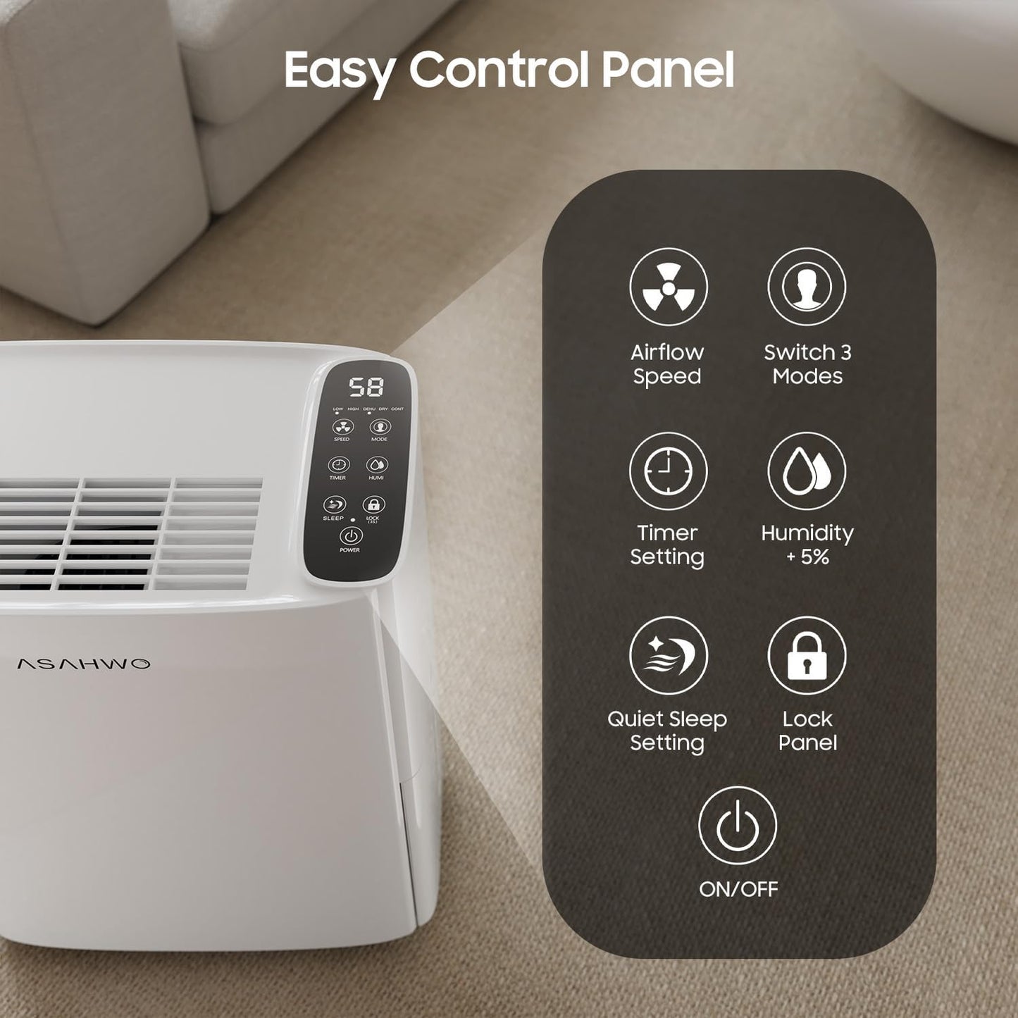 1500 Sq.Ft Dehumidifier for Basement with Drain Hose 25 Pints Dehumidifiers for Home, Bathroom, Bedroom, 4 Pre-Set Modes, Intelligent Humidity Control, Dry Clothes Quiet Operation