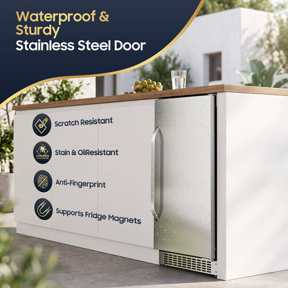 15In Outdoor Mini Fridge, 92Cans Outdoor Beverage Refrigerator for Patio and Soda Beer Wine-Kitchen Bar Office