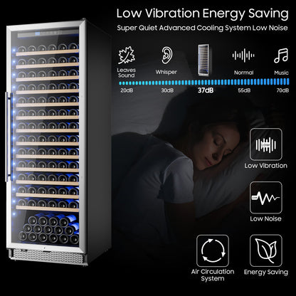 158-Bottle Wine Cooler Refrigerator Suitable for Mixed Bottle Sizes, 24 Inch Wine Refrigerator Freestanding with Professional Temperature Control System, Low Noise Operation