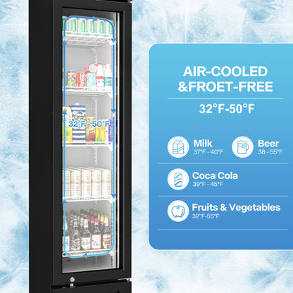 Commercial Merchandiser Refrigerator, One Glass Door, 6 cu.ft, Upright Display Beverage Cooler