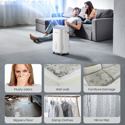 45Pints Energy Star Dehumidifier for Basement, 4500 Sq.Ft Home Dehumidifier Large Room Dehumidifiers with Drain Hose for Bathroom Living room, Smart Humidity Control, Touch Control Panel