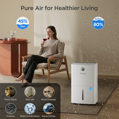 AVAHUM 150 Pints Dehumidifiers with Pump with Drainage Hose for Home Large Room for Bathroom for Basement Covers up to 8000 Sq.Ft