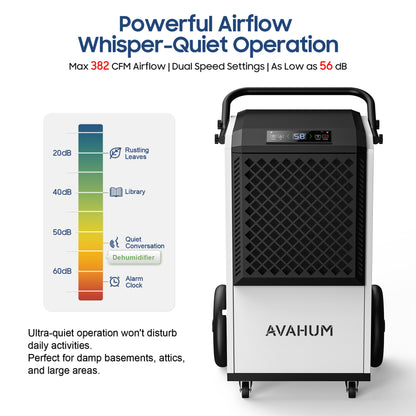 AVAHUM 250 Pints Commercial Dehumidifier with Drain Hose, Dehumidifier for Basement, 1-Year Warranty