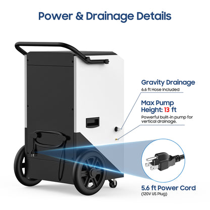 AVAHUM 250 Pints Commercial Dehumidifier with Pump, Industrial Dehumidifier for Basements, Garages, and Flood Restoration