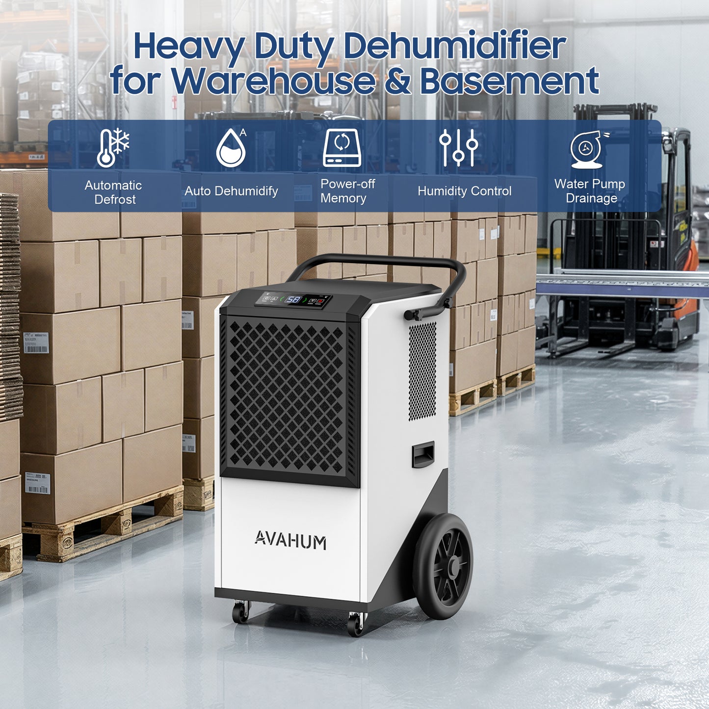 AVAHUM 250 Pints Commercial Dehumidifier with Pump, Industrial Dehumidifier for Basements, Garages, and Flood Restoration