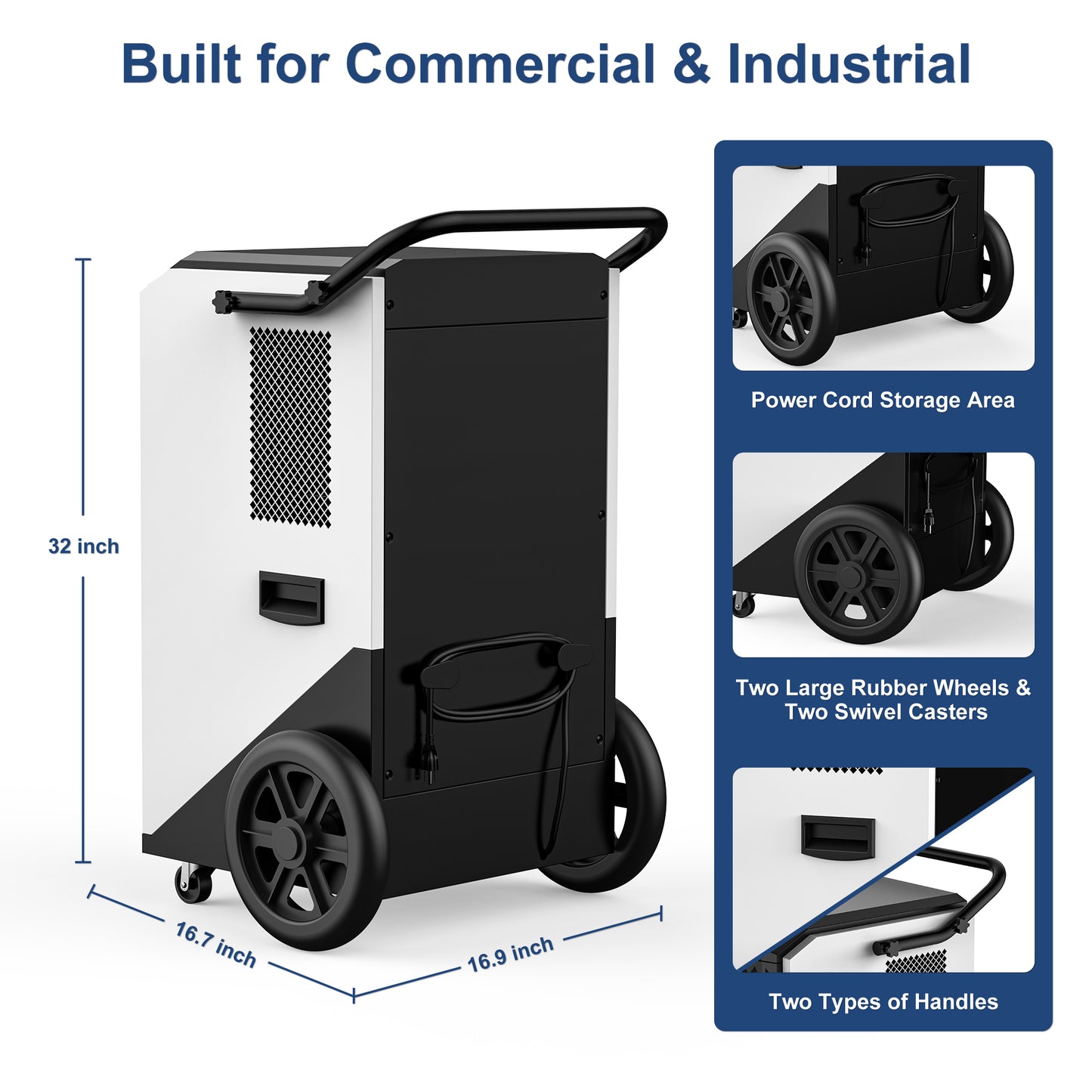 AVAHUM 250 Pints Commercial Dehumidifier with Pump, Industrial Dehumidifier for Basements, Garages, and Flood Restoration