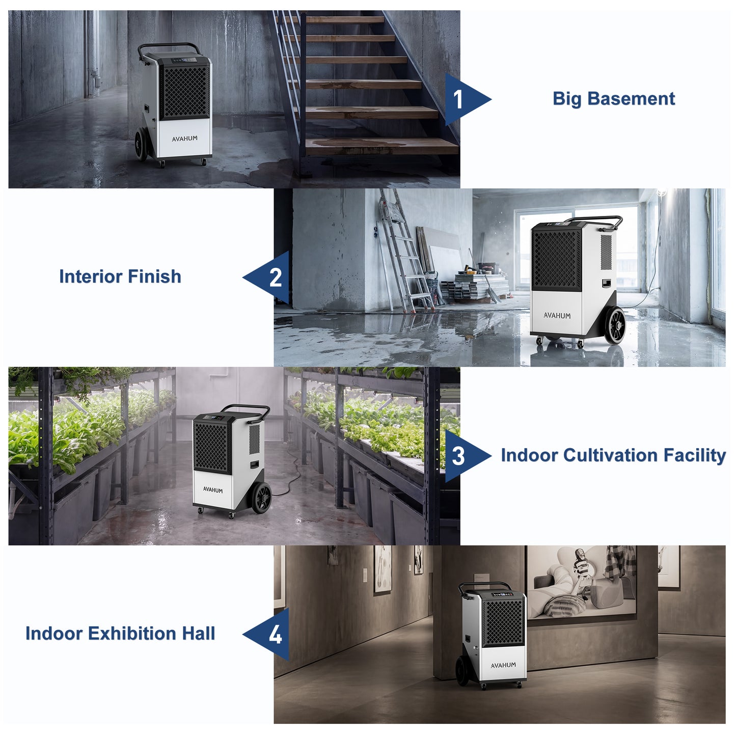 AVAHUM 250 Pints Commercial Dehumidifier with Pump, Industrial Dehumidifier for Basements, Garages, and Flood Restoration