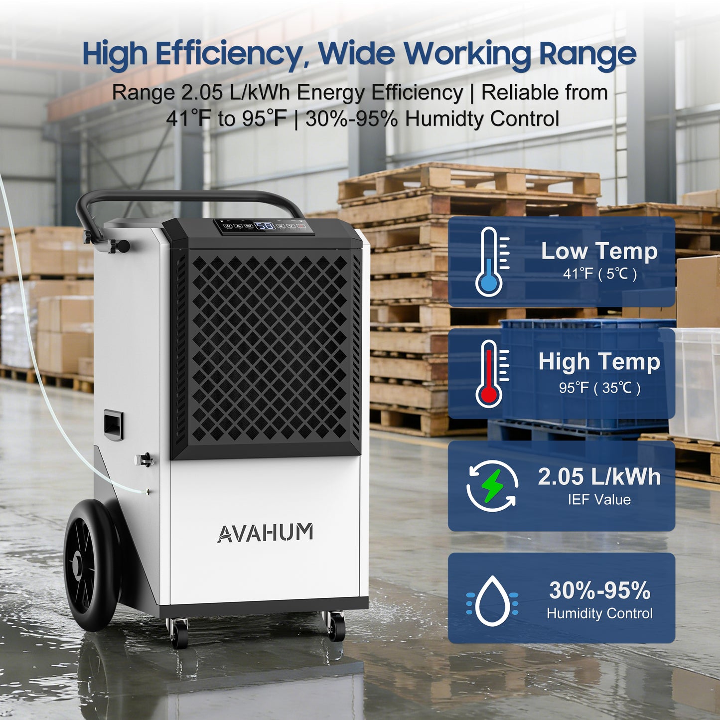 AVAHUM 250 Pints Commercial Dehumidifier with Pump, Industrial Dehumidifier for Basements, Garages, and Flood Restoration