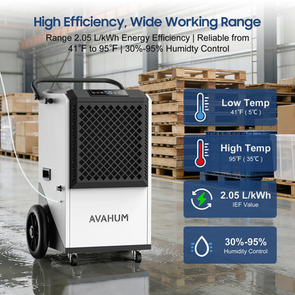 AVAHUM 250 Pints Commercial Dehumidifier with Pump, Industrial Dehumidifier for Basements, Garages, and Flood Restoration