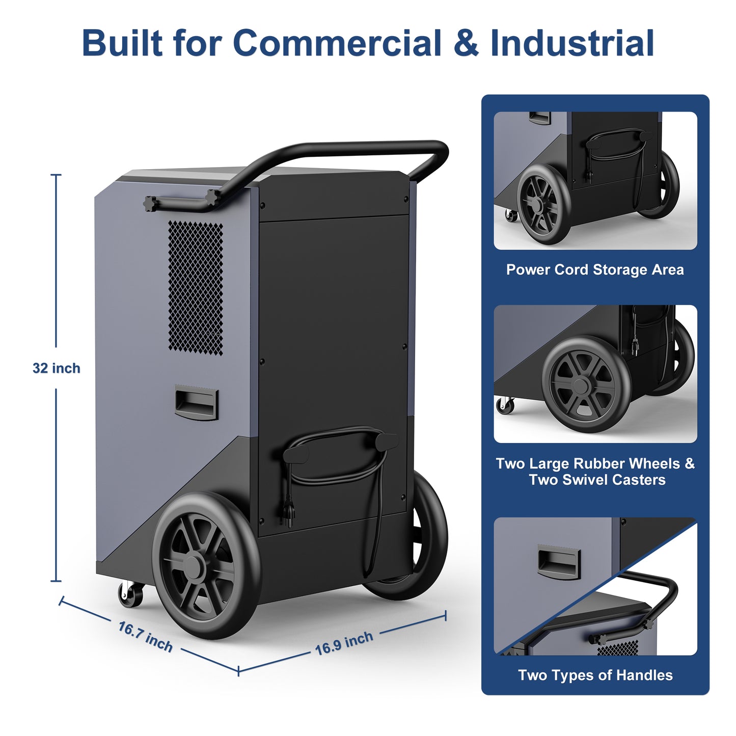 AVAHUM 320 Pints Commercial Dehumidifier with Drain Hose for Basements, Coverage Area 9000 Sq.ft