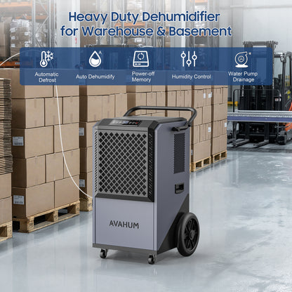 AVAHUM 320 Pints Commercial Dehumidifier with Pump for Basements 9000 sq.ft Large Commercial-Grade Dehumidifiers with Drain Hose for Industrial Spaces,Job Sites