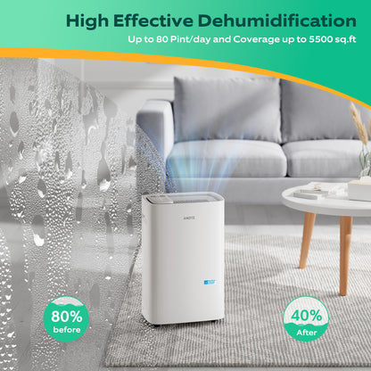 ANDTE 52 Pints Home Dehumidifier for 4500 Sq.Ft Most Efficient Energy Star 2024  Dehumidifier,  for Basement and Home, Large Room Dehumidifiers with Drain Hose & Water Tank, 24H Timer, Auto Defrost, Dry Clothes