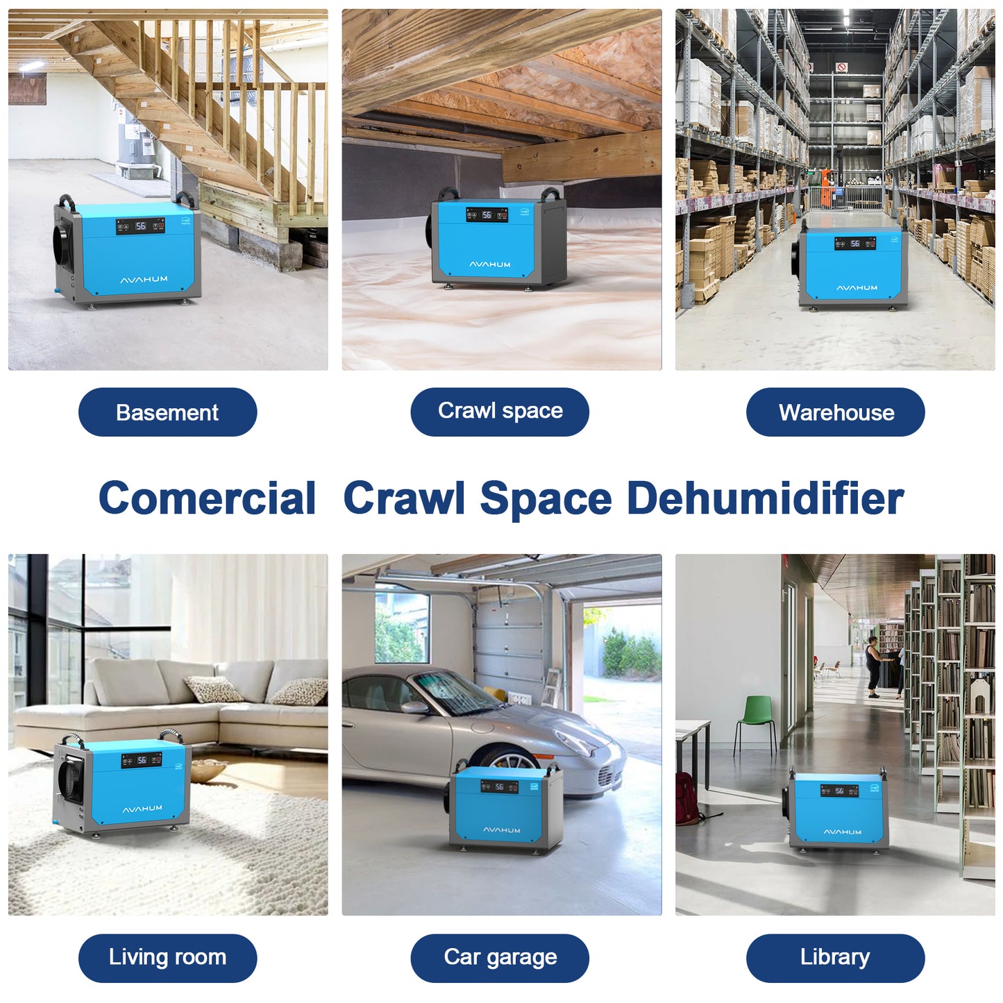AVAHUM 113 Pints Crawl Space Dehumidifier for Basements use anywhere