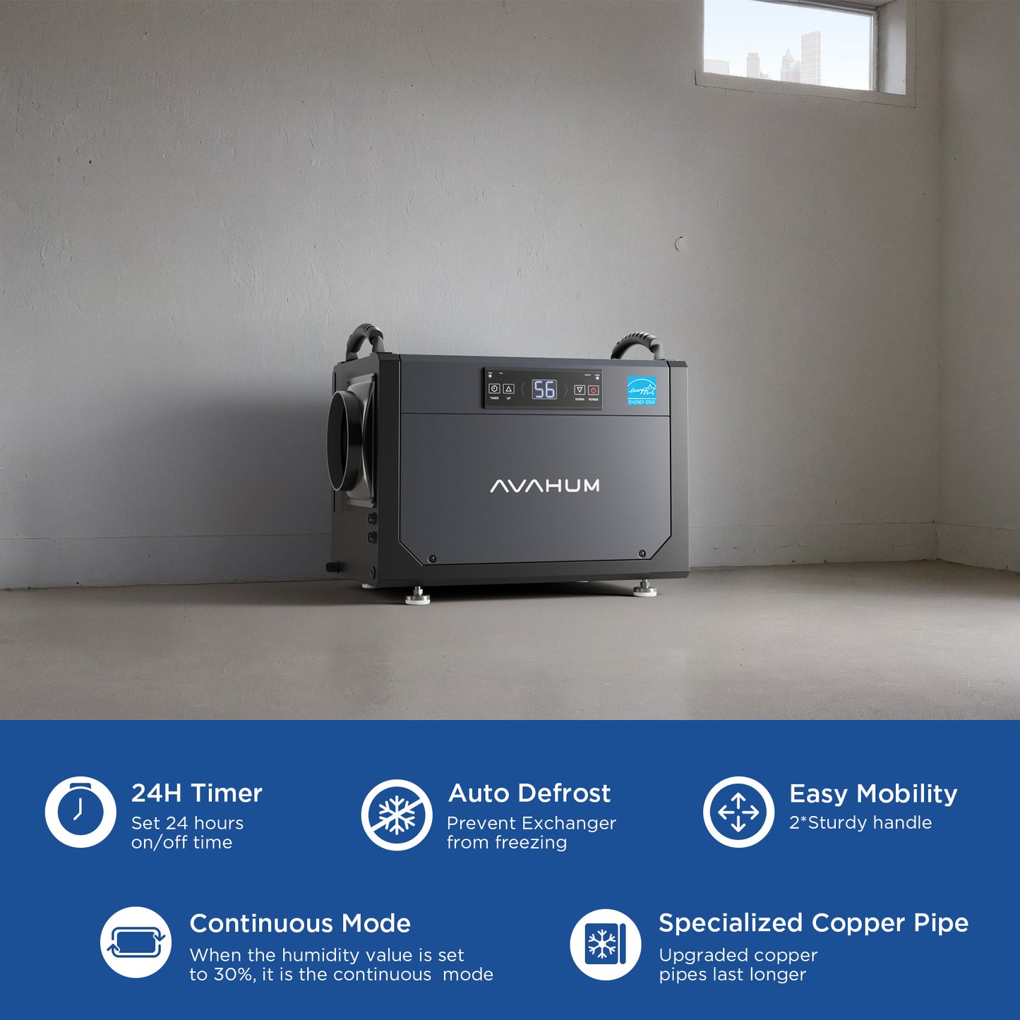 AVAHUM 120 Pints Crawl Space Dehumidifier Funcion