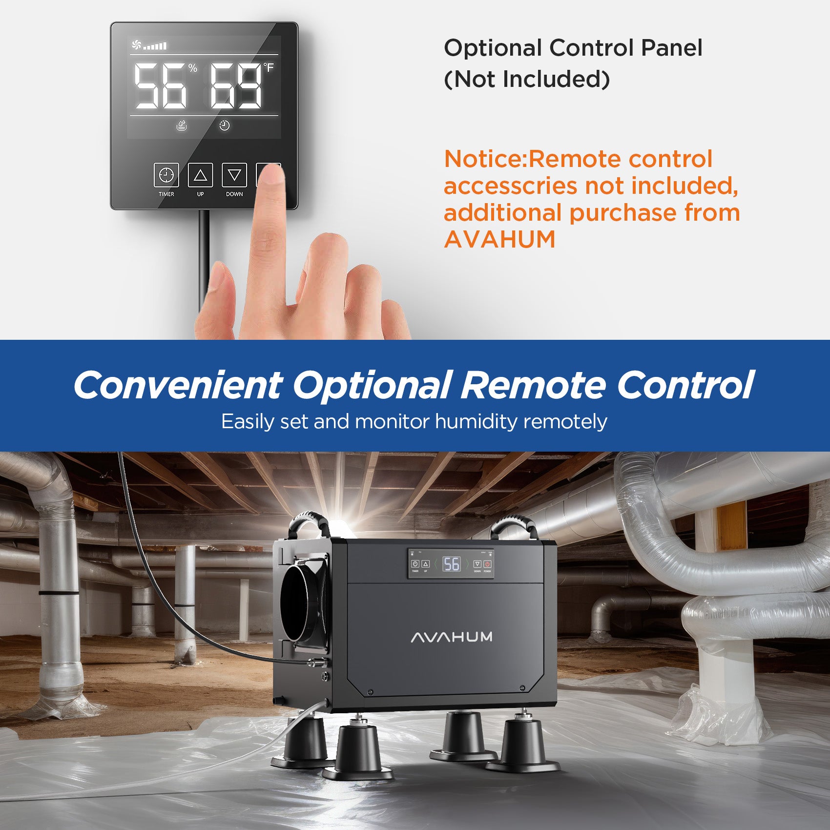 AVAHUM 120 Pints Crawl Space Dehumidifier Remote Control