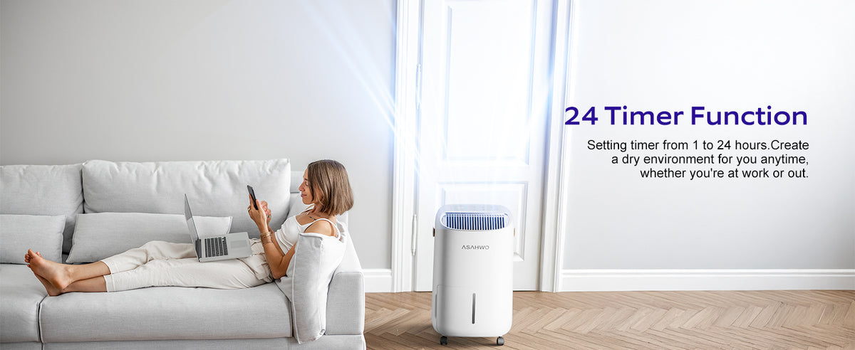 ASAHWO 45Pints Energy Star Dehumidifier for Basement, 4500 Sq.Ft Home Dehumidifier Large Room Dehumidifiers with Drain Hose for Bathroom Living room, Smart Humidity Control, Touch Control Panel