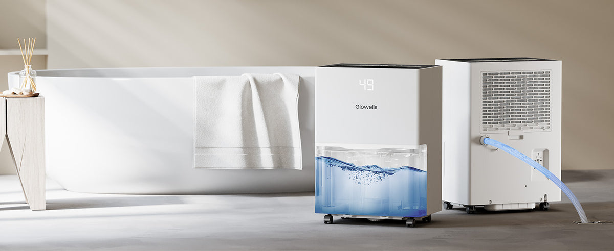 Glowells  82 Pints Energy Star Dehumidifier for Home, 5500 Sq.Ft Basement Dehumidifier with Drain Hose for Large Room Bathroom Bedroom, Compressor Dehumidifiers with Smart Humidity Control, Auto Defrost