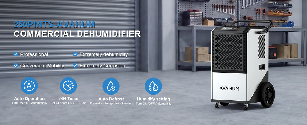 AVAHUM 250 Pints Commercial Dehumidifier with Drain Hose, Dehumidifier for Basement, 1-Year Warranty