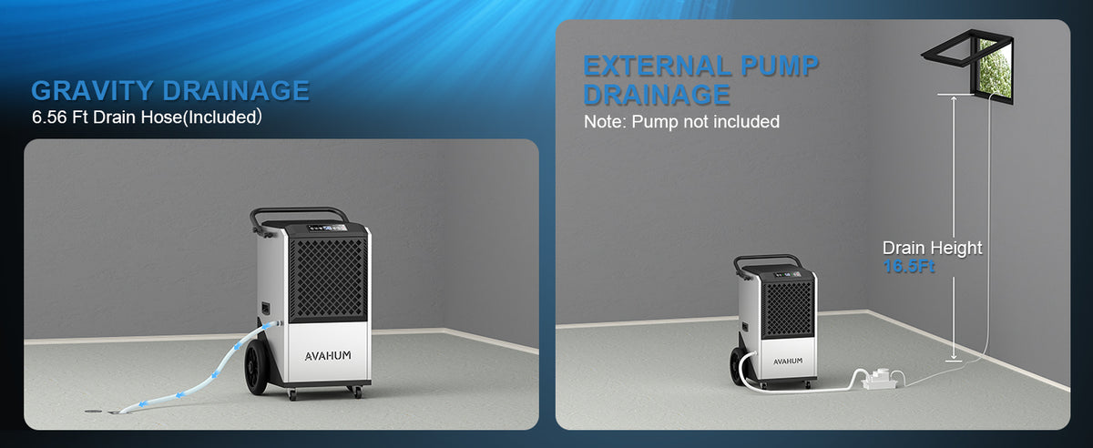 AVAHUM 250 Pints Commercial Dehumidifier with Drain Hose, Dehumidifier for Basement, 1-Year Warranty