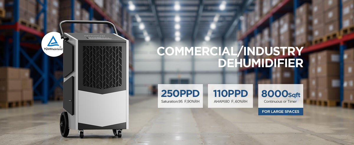 AVAHUM 250 Pint Commercial Dehumidifier with Pump with Drain Hose for Basements,8000sqft Commercial Grade Dehumidifiers for Industrial,24H Timer,Continuous Dehumidification