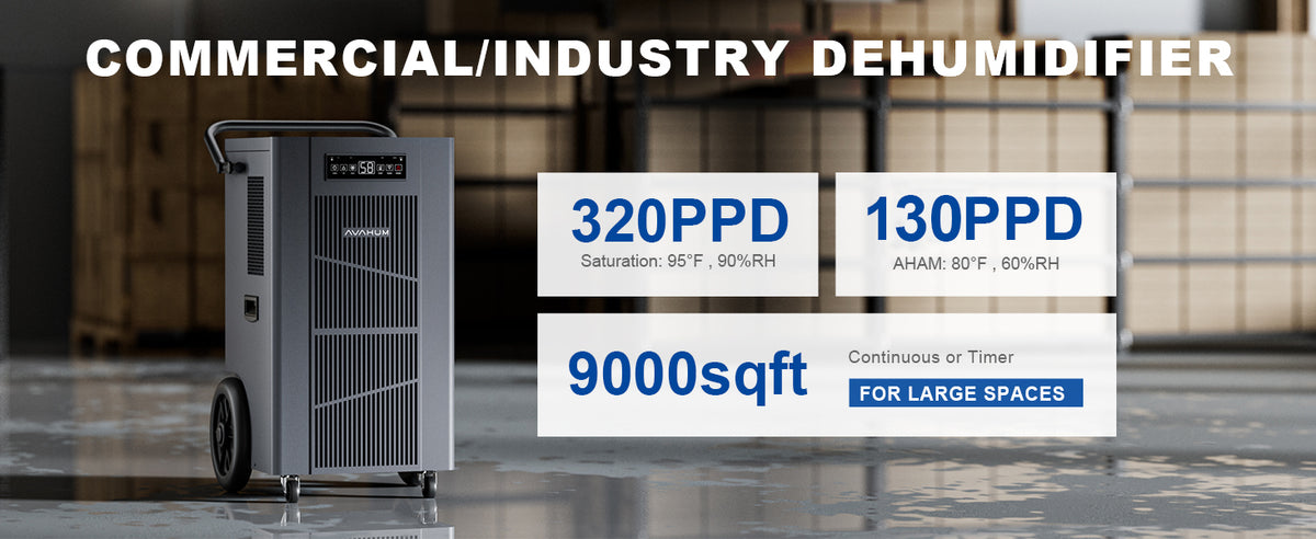 AVAHUM 320 Pints Commercial Dehumidifier with Pump,Commercial Grade Dehumidifier for Basement,24H Timer,cover up to 9000 sqft Large Spaces for Industrial,40Gallon/Day,Continuous Dehumidification,Auto Defrost