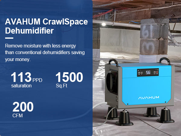 AVAHUM 113 Pints Crawl Space Dehumidifier for Basements, Commercial Dehumidifier with Drainage Hose, Coverage Area 3300 Sq.ft