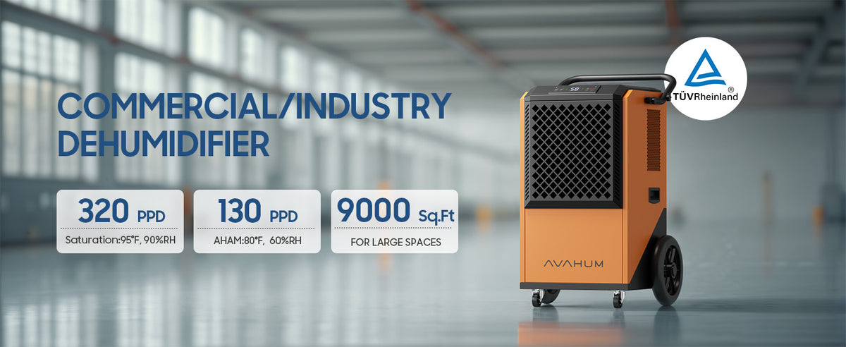 AVAHUM Commercial Dehumidifier for Basements,305 Pint, 9000 sqft Large Spaces,38 Gallon/Day.Commercial Grade Dehumidifiers for Industrial,24H Timer,Continuous Dehumidification,Auto defrost.