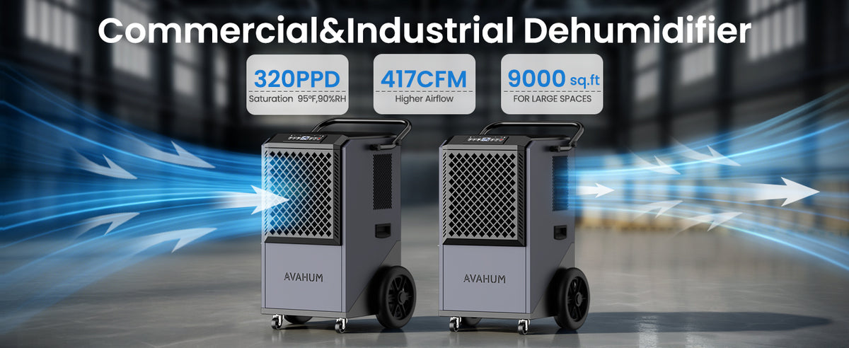 AVAHUM 320 Pints Commercial Dehumidifier with Drain Hose for Basements, Coverage Area 9000 Sq.ft