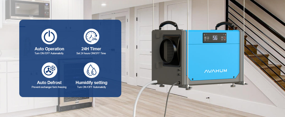 AVAHUM 113 Pints Crawl Space Dehumidifier for Basements, Commercial Dehumidifier with Drainage Hose, Coverage Area 3300 Sq.ft