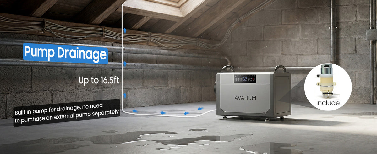 AVAHUM 113 Pints Crawl Space Dehumidifier with Pump, Commercial Dehumidifier with Drainage Hose, Coverage Area 3500 Sq.ft