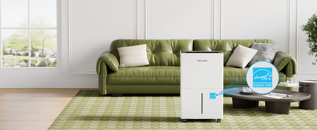 Glowells 52 Pints Portable Dehumidifier for Basements and Homes with Drain Hose, Covers up to 4500 Sq Ft, Removes up to 50 Pints of Moisture per Day (95°F, 95% RH)