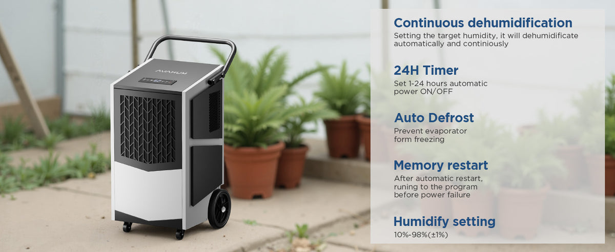AVAHUM 250 Pint Commercial Dehumidifier with Pump with Drain Hose for Basements,8000sqft Commercial Grade Dehumidifiers for Industrial,24H Timer,Continuous Dehumidification