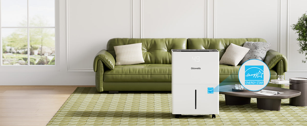 Glowells  82 Pints Energy Star Dehumidifier for Home, 5500 Sq.Ft Basement Dehumidifier with Drain Hose for Large Room Bathroom Bedroom, Compressor Dehumidifiers with Smart Humidity Control, Auto Defrost