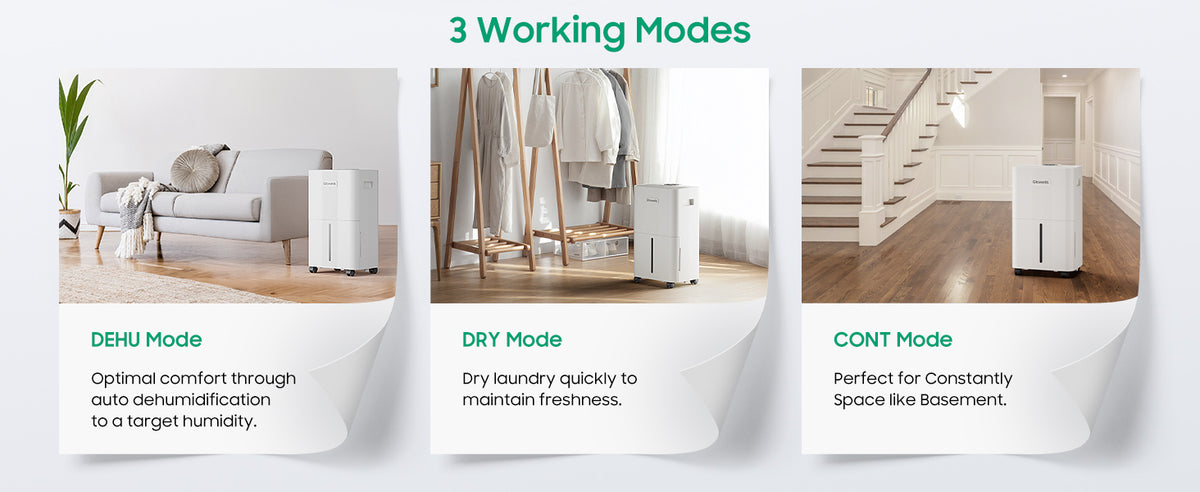 Glowells 1600 Sq.ft Dehumidifiers for Home, 21 Pints Dehumidifier with Drain Hose for Basement, Smart Humidity Control Moisture Removal, 3 Operation Modes for RV, Bathroom, Bedroom