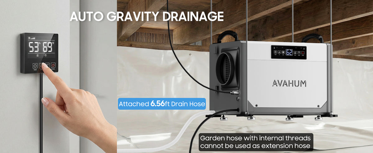 AVAHUM 113 Pints Crawl Space Dehumidifier with Pump, Commercial Dehumidifier with Drainage Hose, Coverage Area 3500 Sq.ft