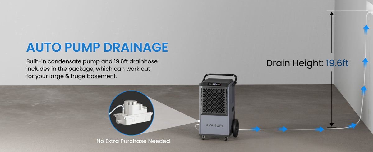 AVAHUM 320 Pints Commercial Dehumidifier with Pump for Basements 9000 sq.ft Large Commercial-Grade Dehumidifiers with Drain Hose for Industrial Spaces,Job Sites