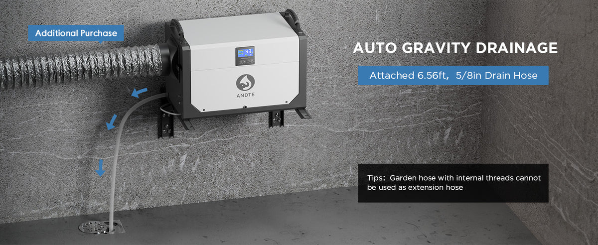 ANDTE 145 Pints Crawl Space Dehumidifier for Basement, Commercial Dehumidifier with Drainage Hose,