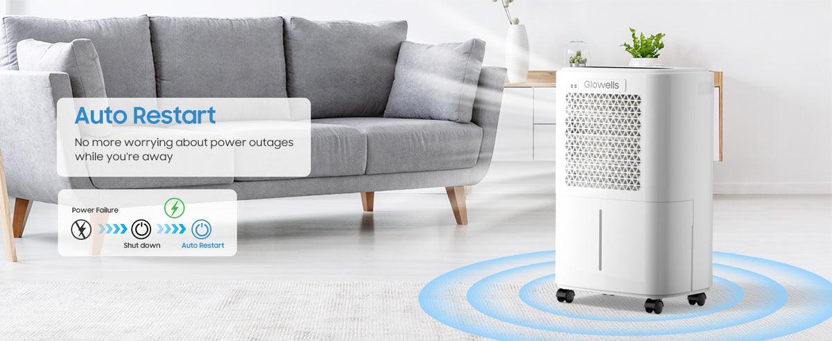 Glowells 2500 Sq.Ft Dehumidifiers for Home Basement with Drain Hose, 34 Pints Large Room Dehumidifier Portable with Smart Humidity Control, 3 Opeartion Modes for RV, Bathroom, Bedroom